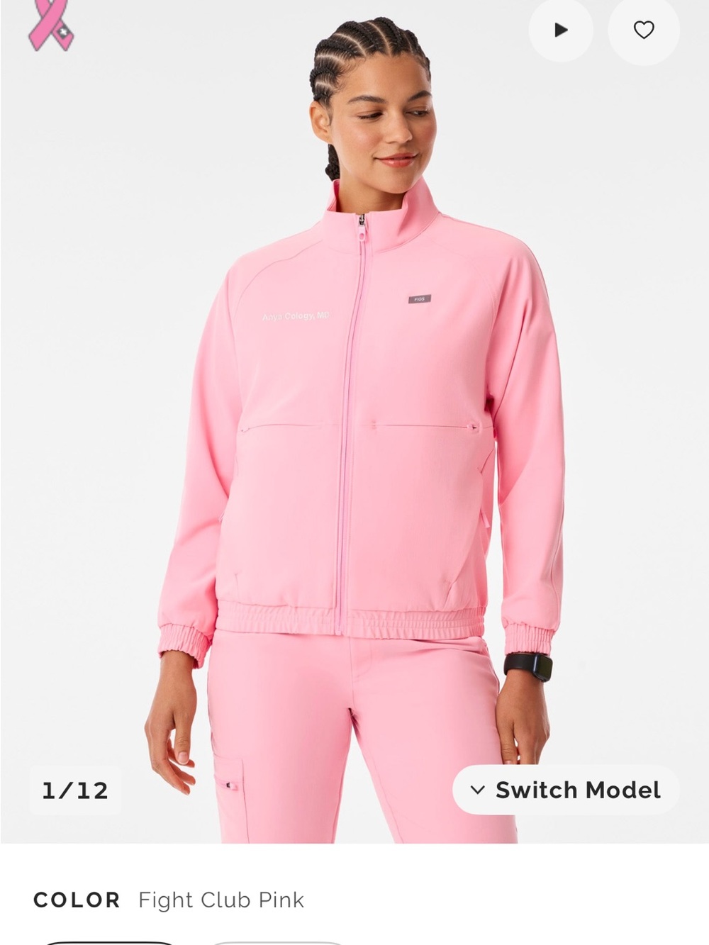 Figs Sydney jacket fight club pink